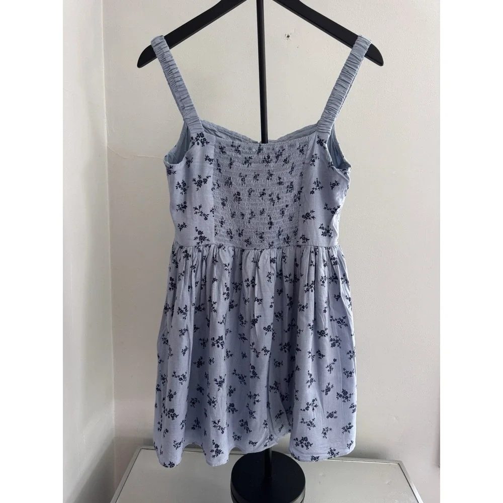Aeropostale Blue Floral Tie Front Mini Dress Women's Medium Cottagecore - Picture 3 of 9